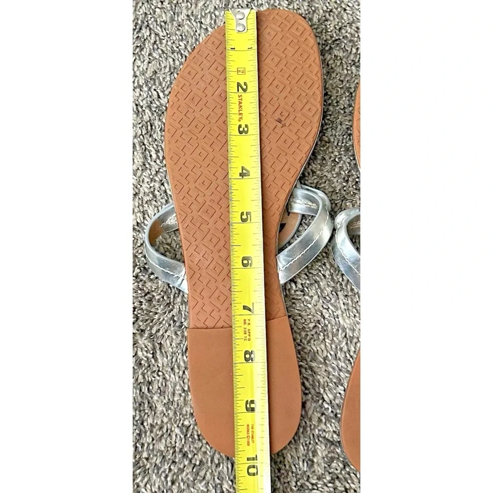 Tory Burch Miller Metallic Silver Leather Sandals - Approx size 7 (10" long) - Picture 13 of 14